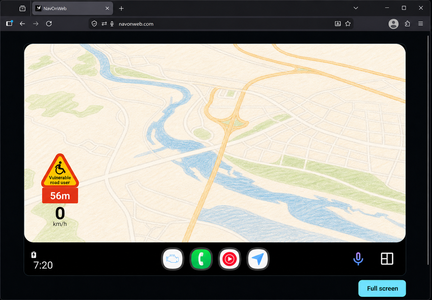 NavOnWeb browser session illustration with AI-recreated map imagery